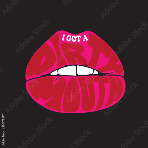 Vector Illustration of Lips Spelling Out I've Got a Dirty Mouth