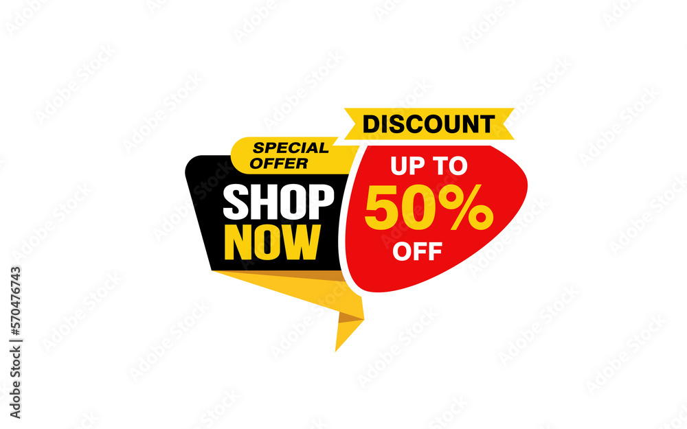 50 Percent SHOP NOW offer, clearance, promotion banner layout with sticker style. 50 Percent SHOP NOW offer, clearance, promotion banner layout with sticker style.