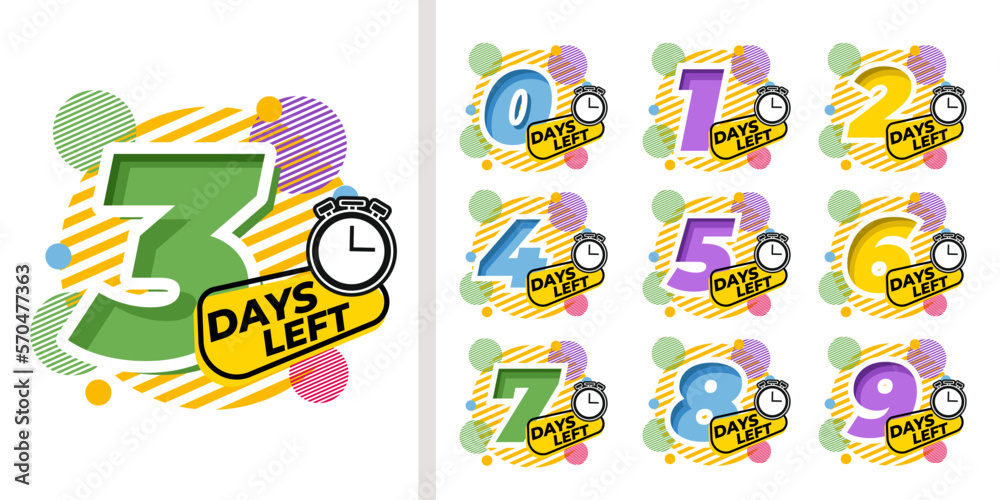 Fototapeta premium Countdown colorfull Number days left vector illustration design