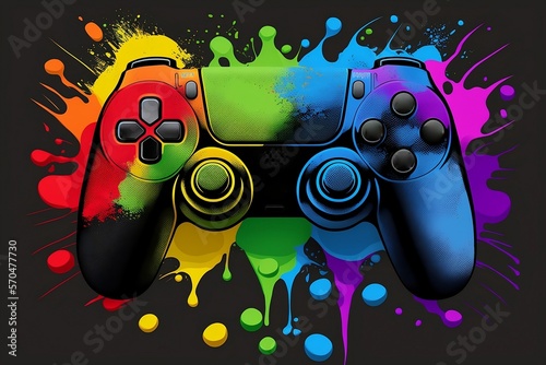 video game controller many colors, generative AI, ps5, gamepad, joystick, controller, console, buttons, triggers