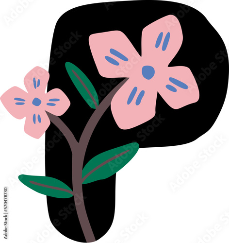 Spring Bloom Flower Letter P