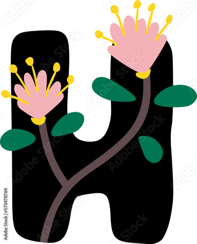 Spring Bloom Flower Letter H