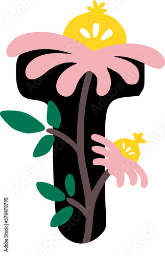 Spring Bloom Flower Letter T