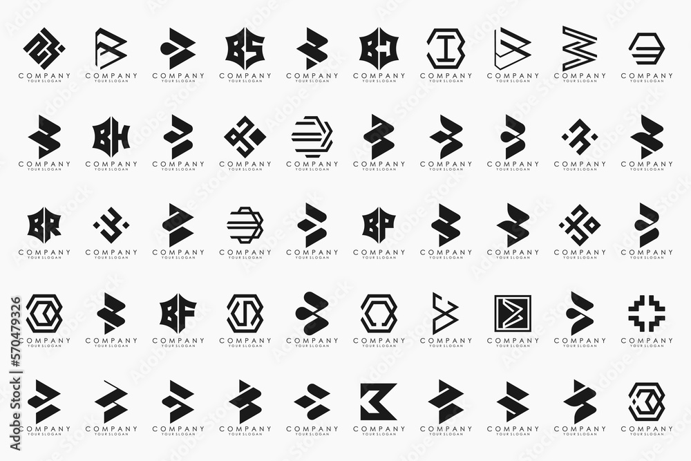 Naklejka premium abstract letter B logo icon set. design for business of luxury, elegant, simple.