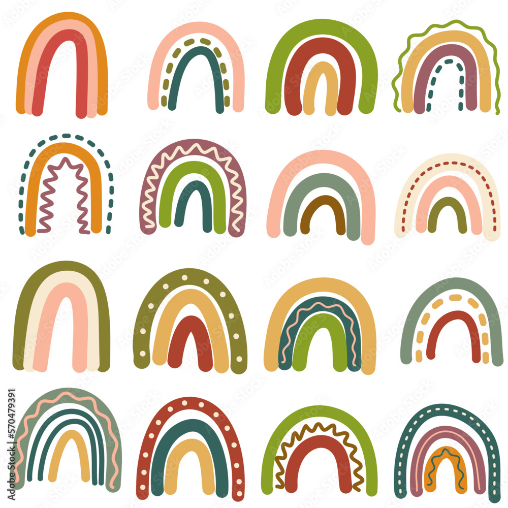 Cute rainbow bohemian cliparts