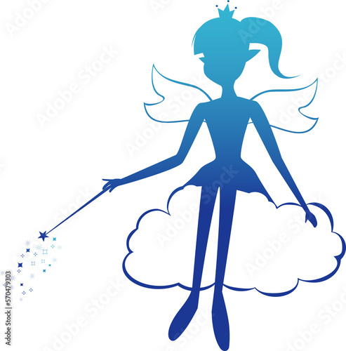 Fairy flying logo vector icon cartoon style