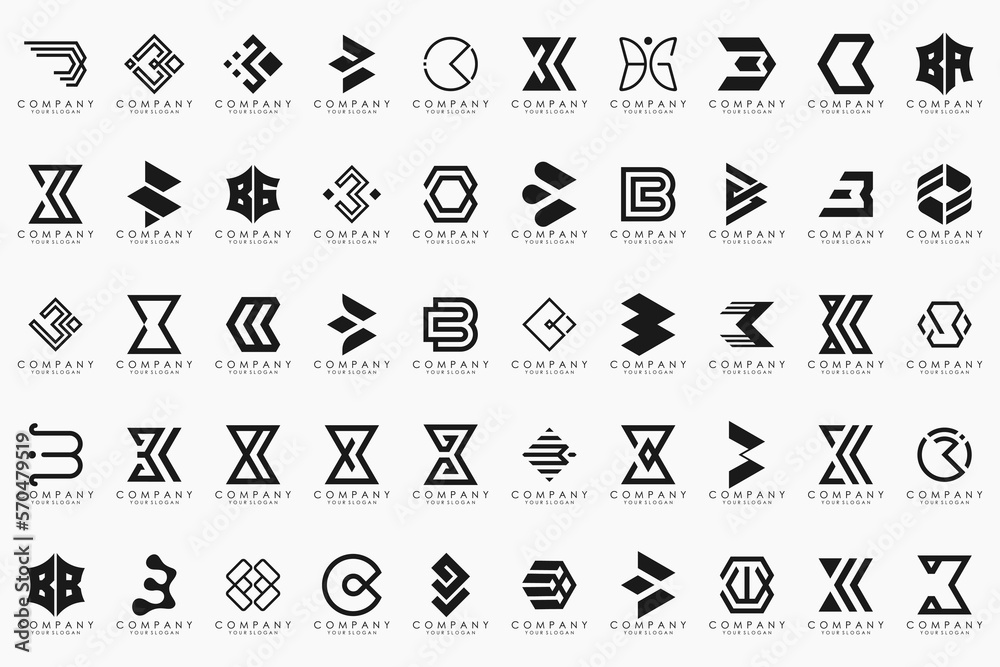 Naklejka premium abstract letter B logo icon set. design for business of luxury, elegant, simple.