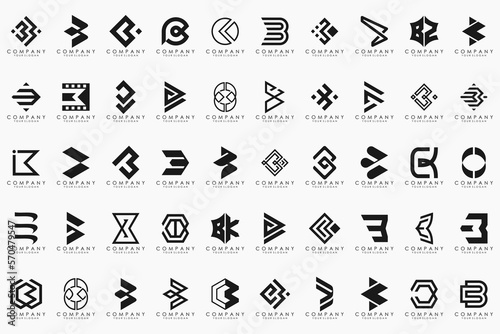 abstract letter B logo icon set. design for business of luxury, elegant, simple.