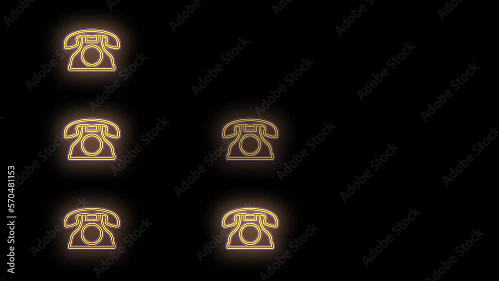 Neon retro telephone pattern in rows with pulsing light, motion abstract disco, club and communication style background Neon retro telephone pattern in rows with pulsing light, motion abstract disco, club and communication style background