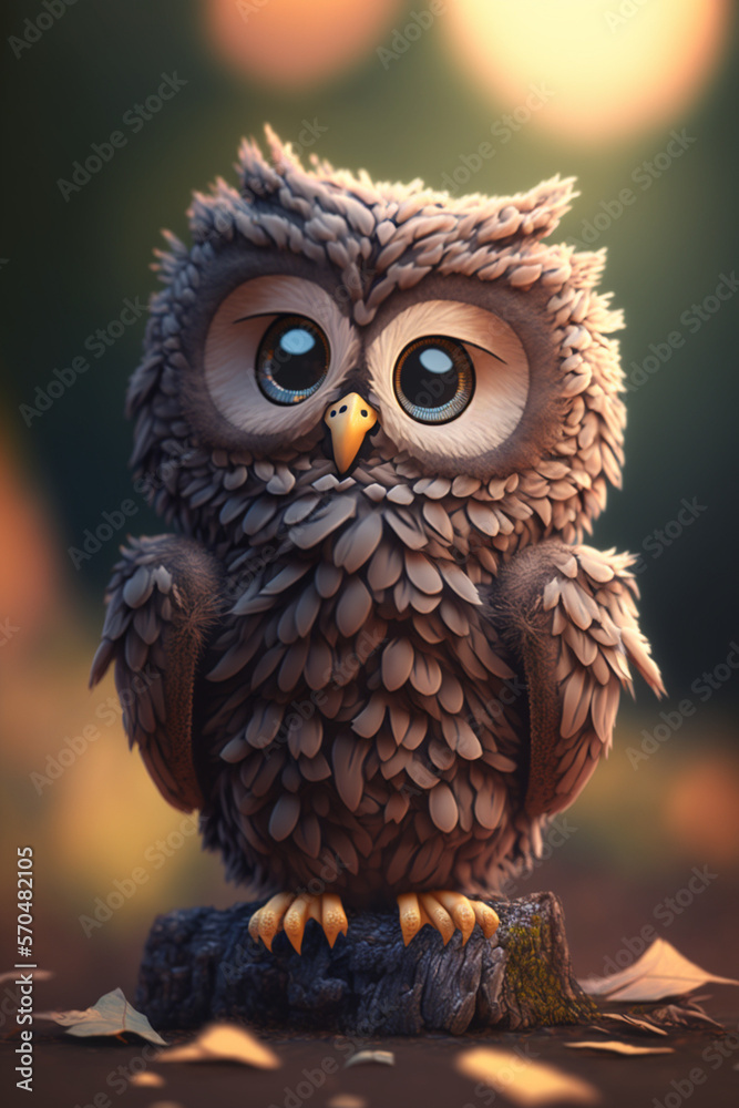 Naklejka premium Cute Owl. Generative AI