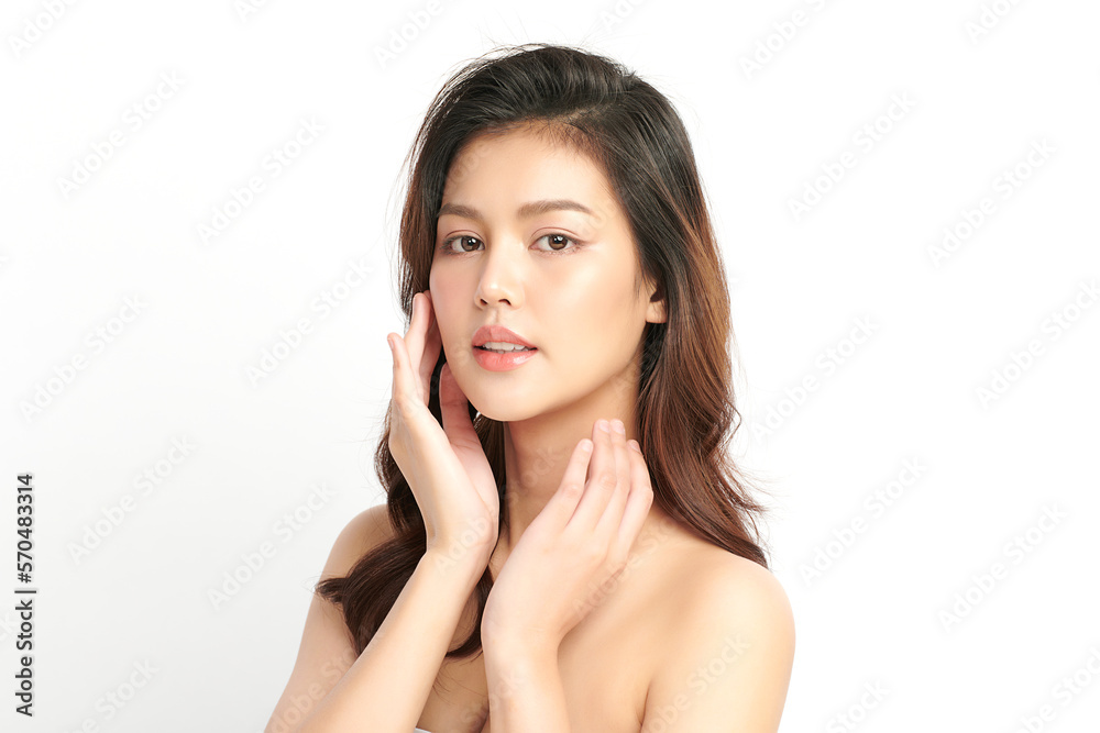 Beautiful young asian woman with clean fresh skin on white background, Face care, Facial treatment, Cosmetology, beauty and spa, Asian women portrait. Beautiful young asian woman with clean fresh skin on white background, Face care, Facial treatment, Cosmetology, beauty and spa, Asian women portrait.