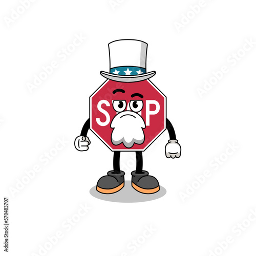 Illustration of stop road sign cartoon with i want you gesture