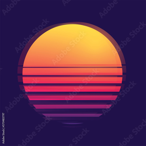 retro style digital sci fi background with sun design © starlineart