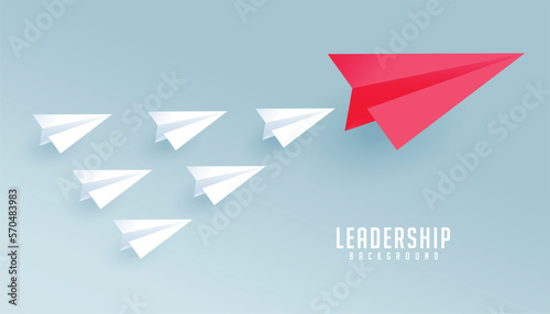 paper style red aircraft represent the journey to success of leader