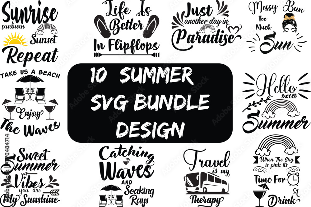Fototapeta premium SUMMER SVG BUNDLE DESIGN 