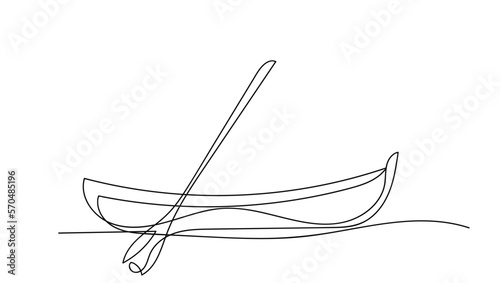 Continuous one line drawing boat and sailing.Single line draw design vector graphic illustration