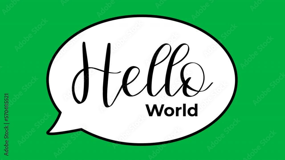 hello world text animation on green screen background with bubble chat message animated. 4k video. chroma key. hello world text animation on green screen background with bubble chat message animated. 4k video. chroma key.