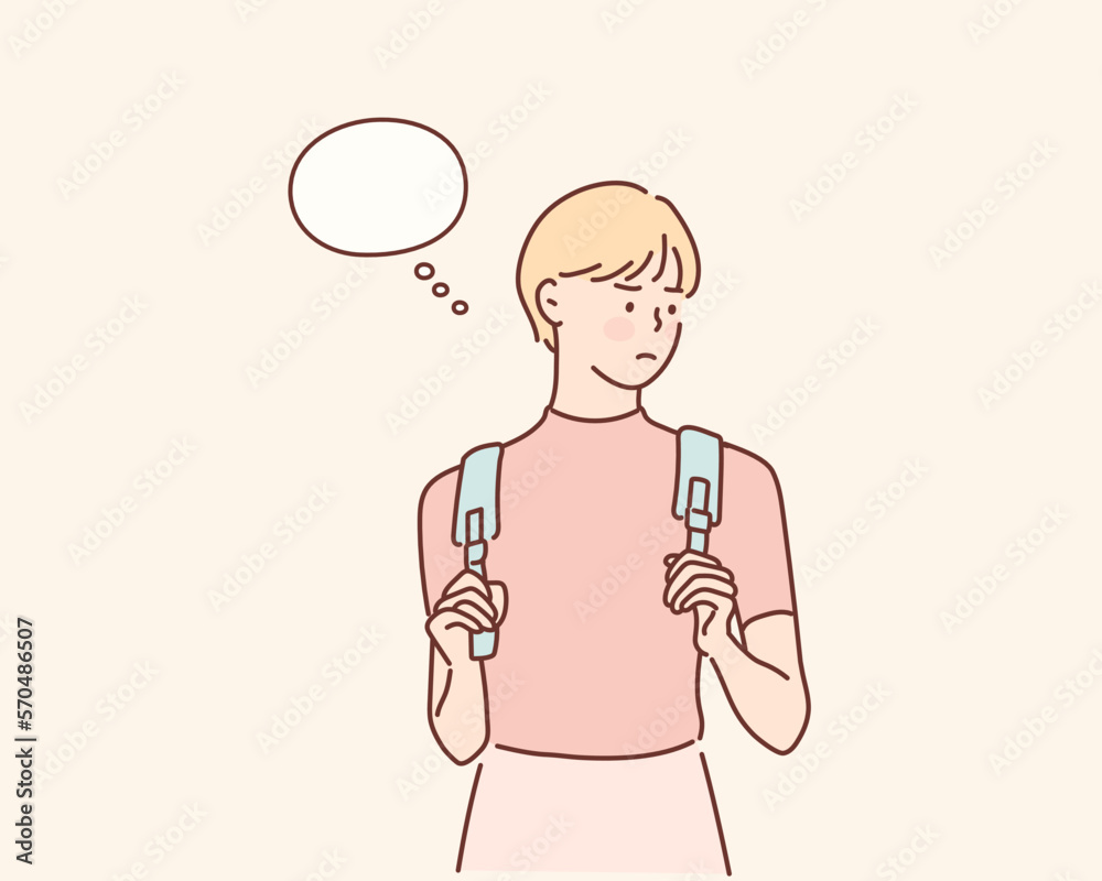 Sullen serious upset business woman or young student university girl. Hand drawn style vector design illustrations. Sullen serious upset business woman or young student university girl. Hand drawn style vector design illustrations.