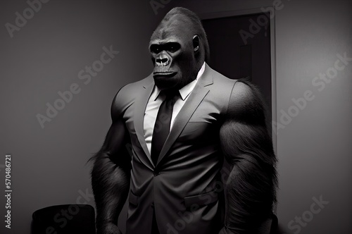 Gorilla In A Suit Looking Dapper Generative AI