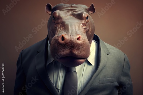 Hippo In A Suit Ready For Business Generative AI