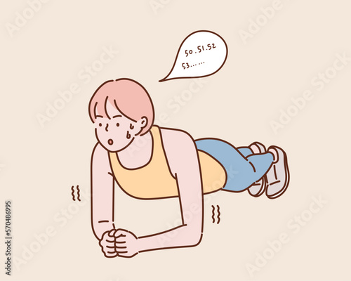 fitness, sport, training and lifestyle concept - woman doing exercises.Hand drawn style vector design illustrations.