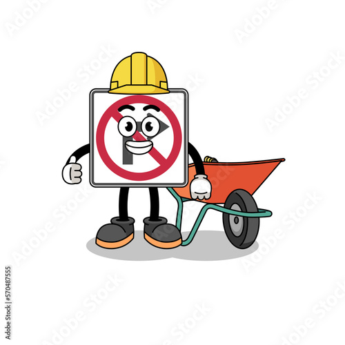 no right turn road sign cartoon as a contractor
