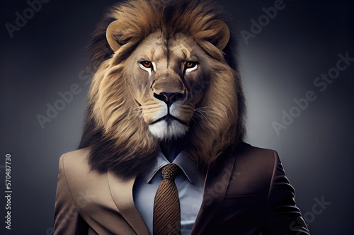 Lion In A Suit Looking Sharp Generative AI