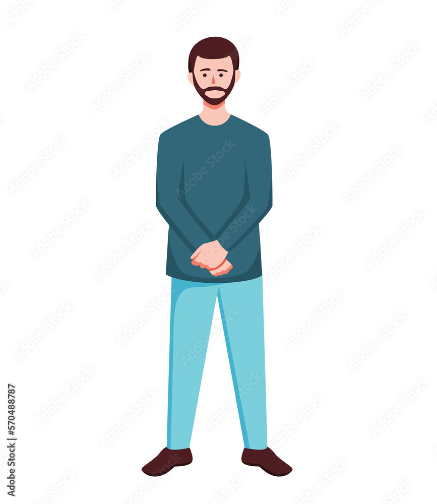 character man in casual wear standing