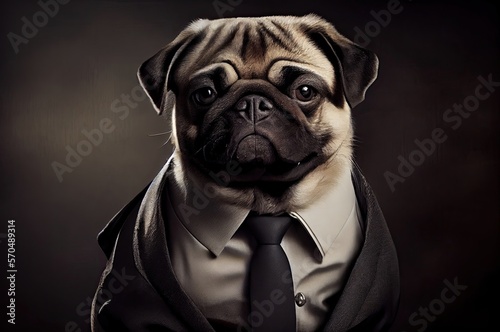 Pug In A Suit Well Dressed Generative AI