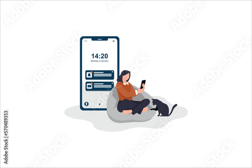 mesage notification handphone flat vector illustration photo