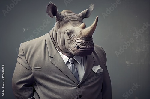 Rhino In A Suit Looking Dapper Generative AI