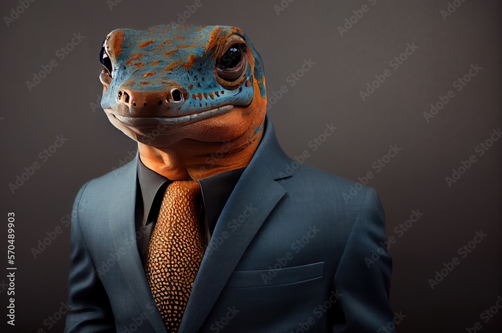 Salamander In A Suit Looking Sharp Generative AI Stock Illustration | Adobe  Stock