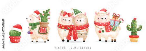 Christmas llama banner