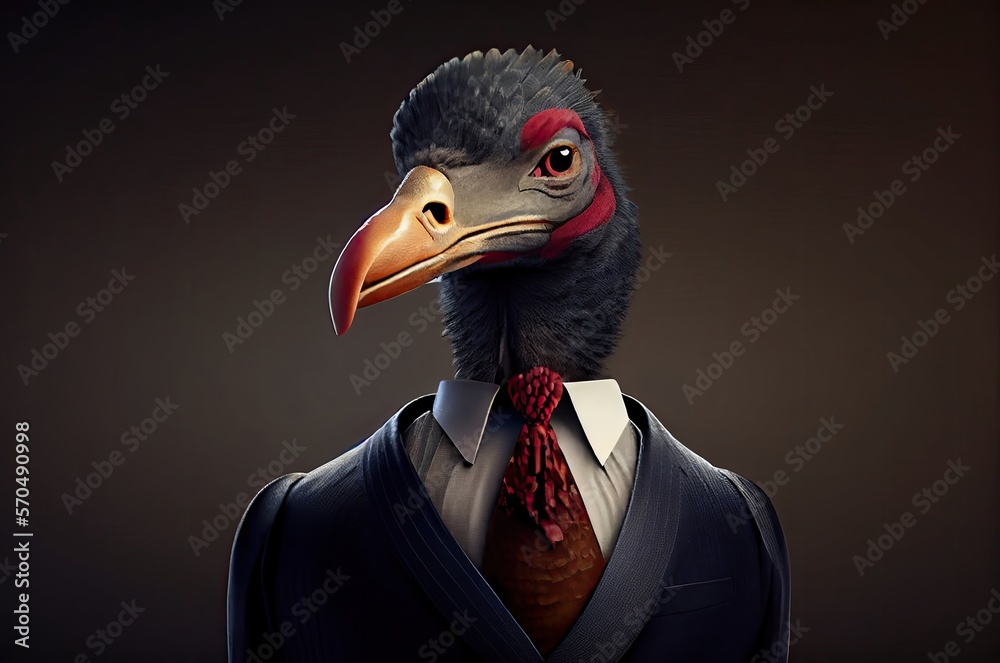 Turkey Animal In A Suit Dressed Well Generative AI
