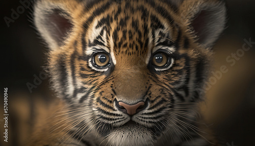 Endangered animal - Royal Bengal Tiger cub face