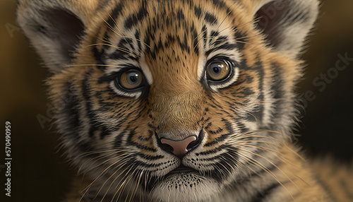 Endangered animal - Royal Bengal Tiger cub face