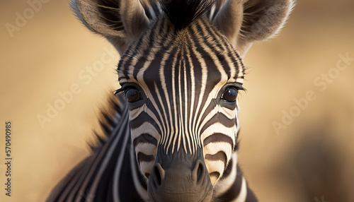 Endangered animal - Grevy's Zebra foal closeup