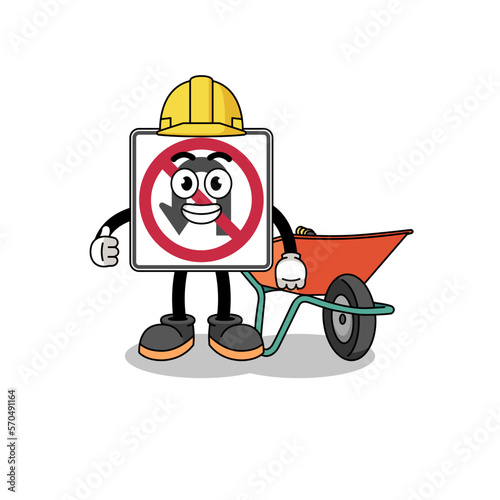 no U turn road sign cartoon as a contractor