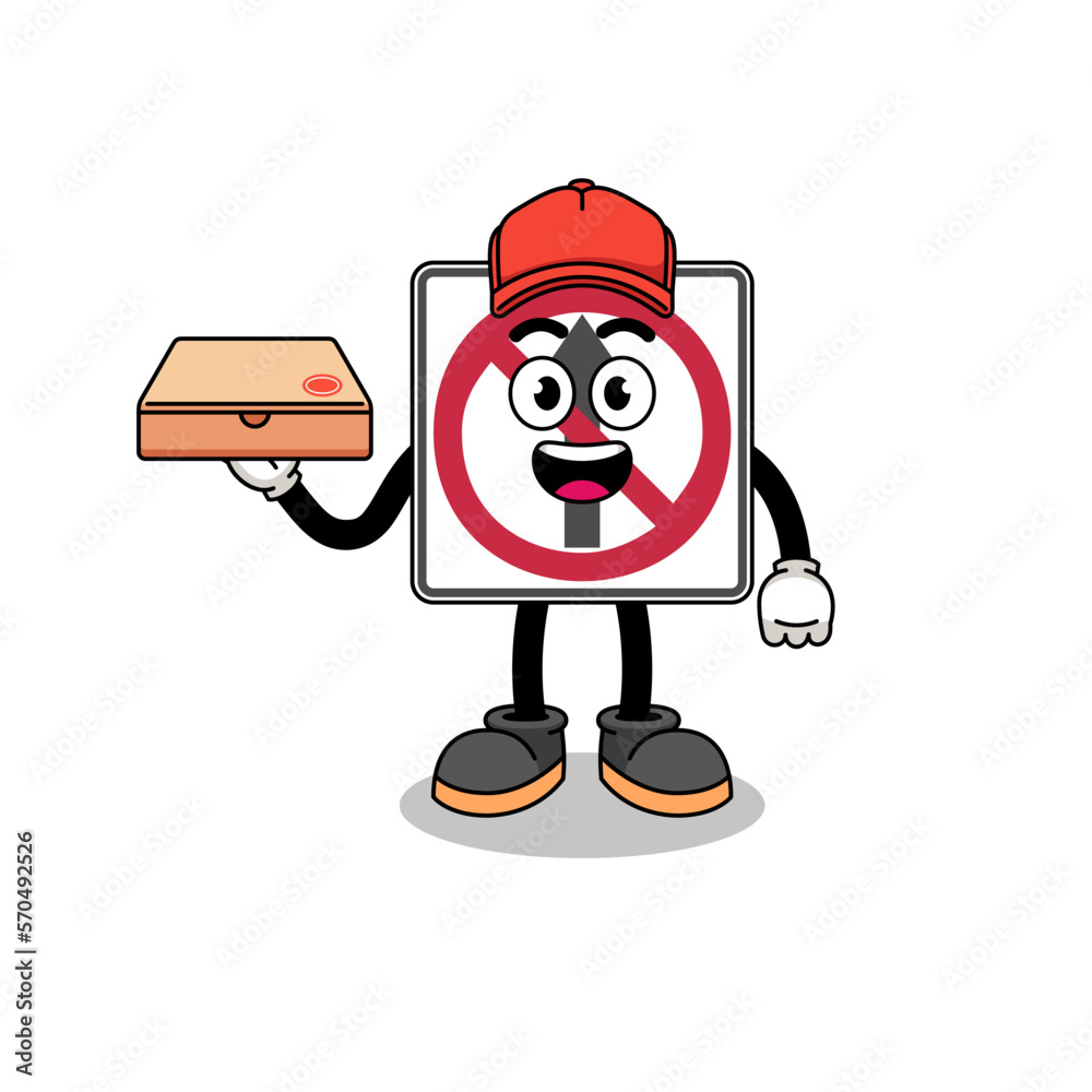no thru movement road sign illustration as a pizza deliveryman no thru movement road sign illustration as a pizza deliveryman
