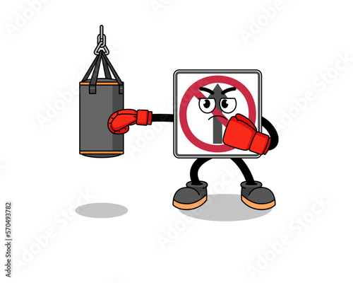 Illustration of no thru movement road sign boxer