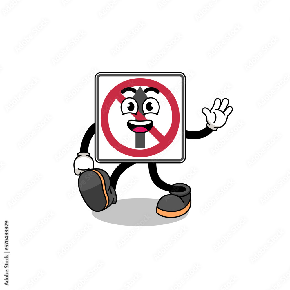 no thru movement road sign cartoon walking