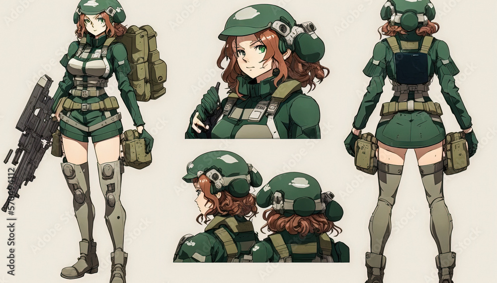 Marine trooper character concept. Female soldier holding a weapon ...