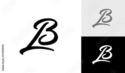 Brush letter LB initial monogram logo design vector