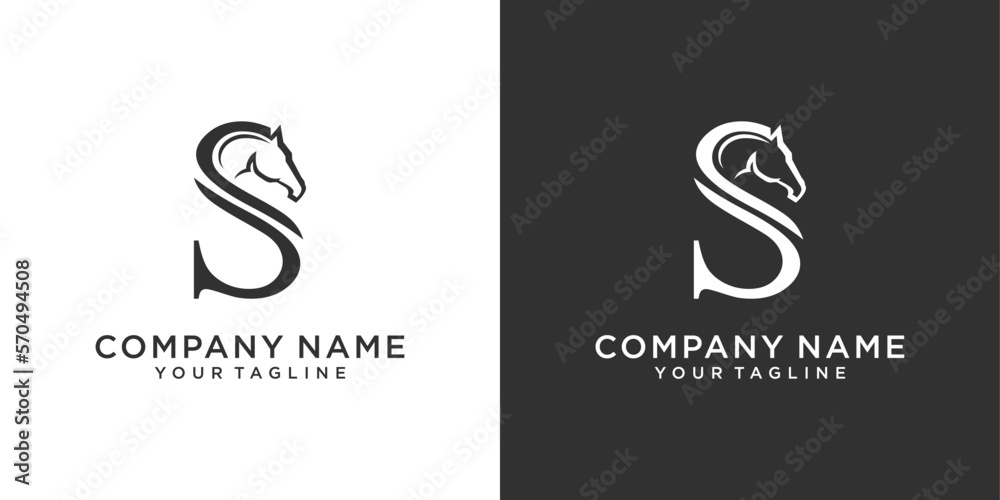 Initial letter S with horse vector logo design concept. Stock Vector ...