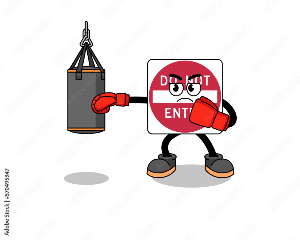 Illustration of do not enter road sign boxer