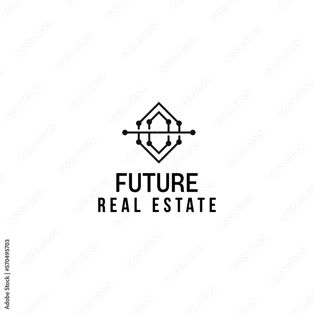 Fototapeta premium future real estate logo vector design template with simple and modern styles. eco power energy home logo design vector illustration isolated on white background