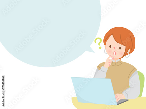 ノートパソコンで仕事をする若い女性