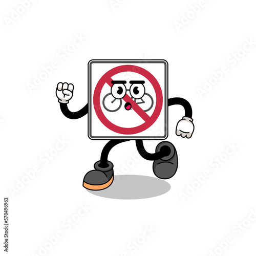 running no bicycles road sign mascot illustration © Ummu