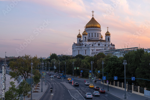 Cathedral of Christ the Savior in a August twilight. Moscow