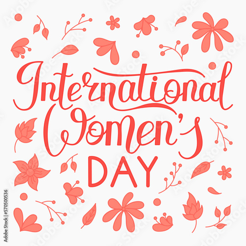 Postcard with hand lettering for International Women's Day.